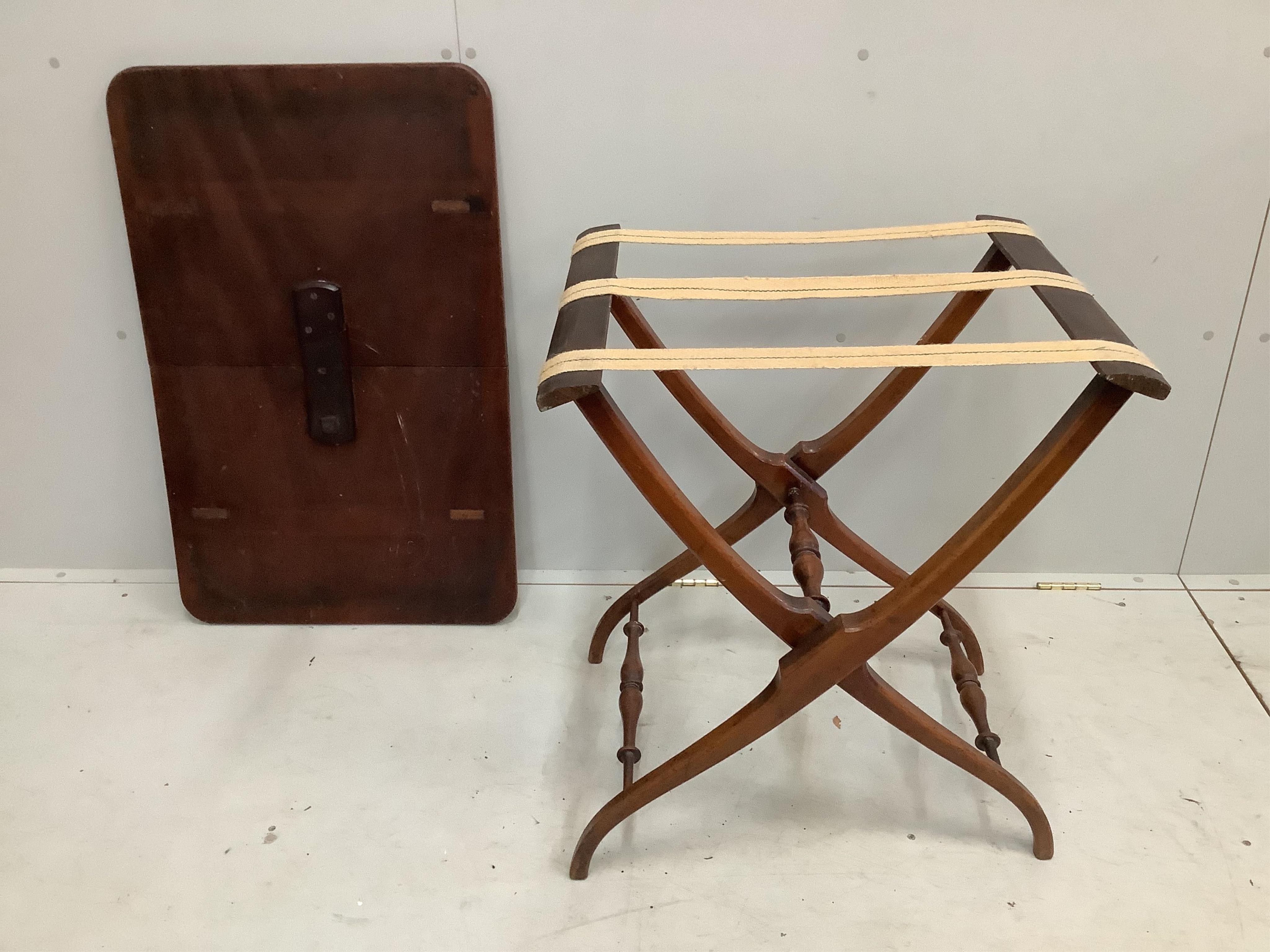 A Victorian rectangular mahogany folding coaching table, width 90cm, depth 58cm, height 74cm. Condition - fair